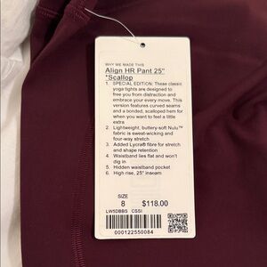 lululemon athletica Align HR Pant 25" - Burgundy Scallop